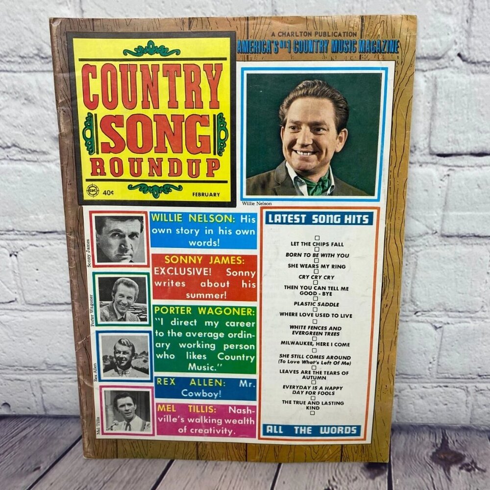 Vintage Country Song Round Up Magazine Feb. 1969 - Willie Nelson Sonny James
